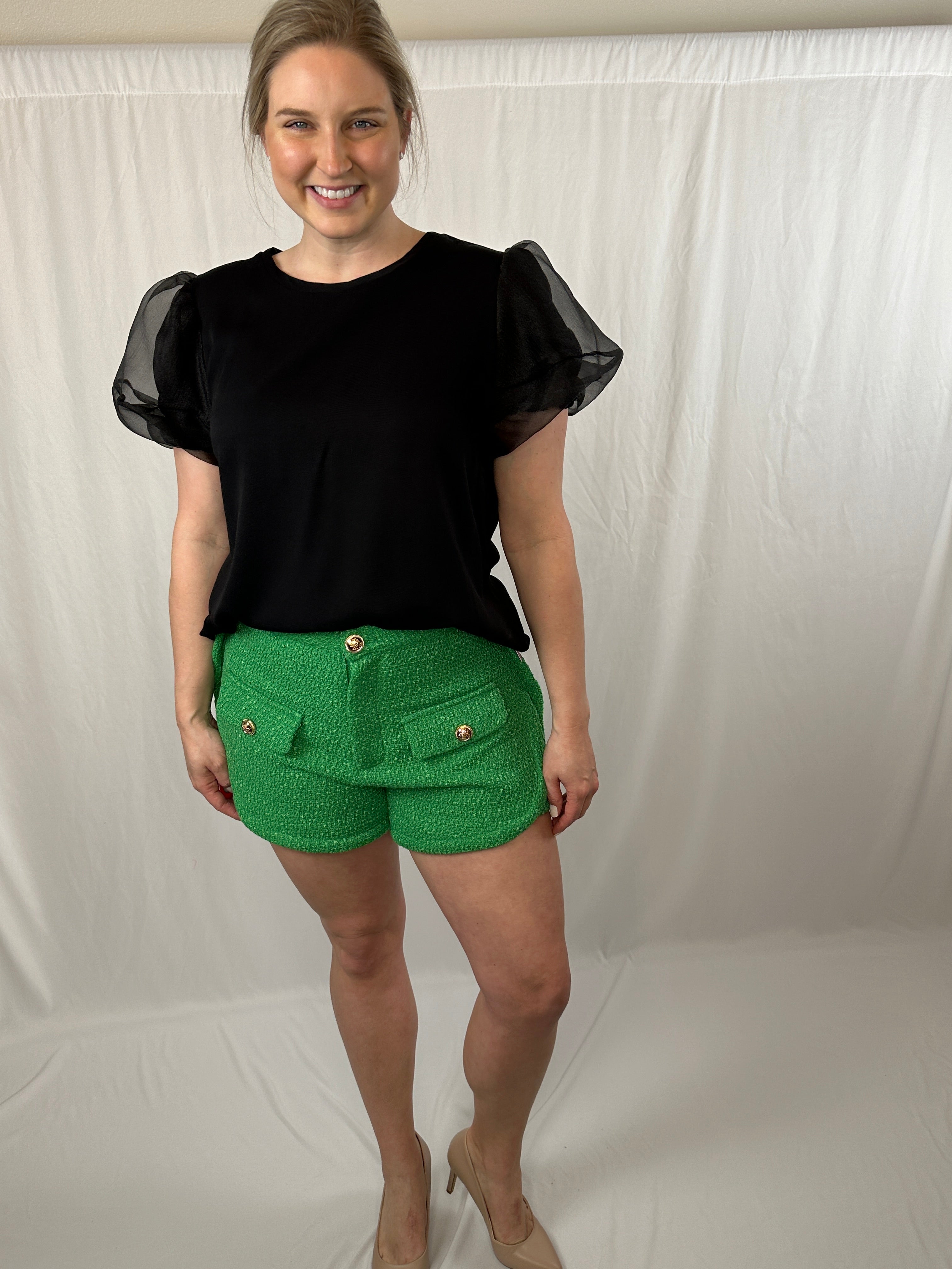 BuddyLove, Mae Tweed High-Waisted Shorts