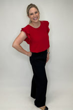 Load image into Gallery viewer, Solid Red Ruffled Top FINAL SALE
