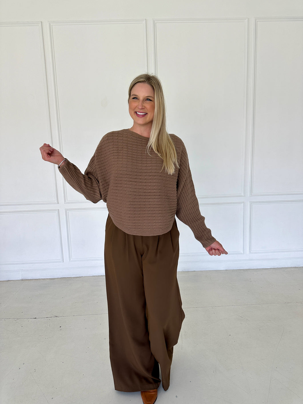 Brown Cable Knit Sweater