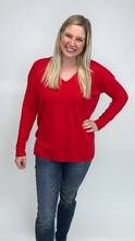 Load image into Gallery viewer, Red V-Neck Sweater FINAL SALE
