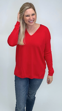 Load image into Gallery viewer, Red V-Neck Sweater FINAL SALE
