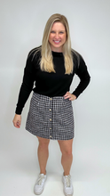 Load image into Gallery viewer, Dogtooth Gold Button Skirt FINAL SALE
