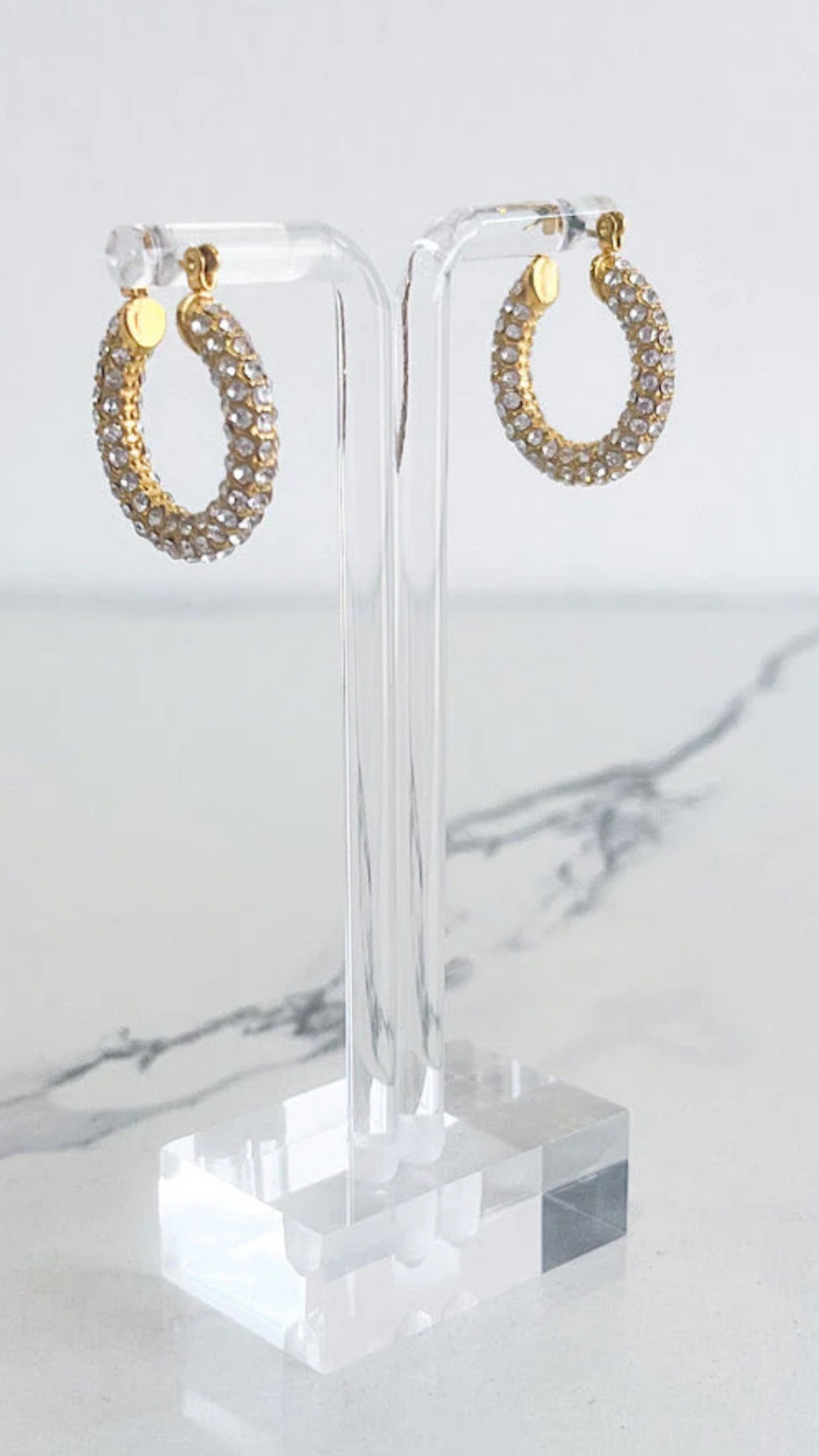 Medium Gold Pave Hoop Earrings