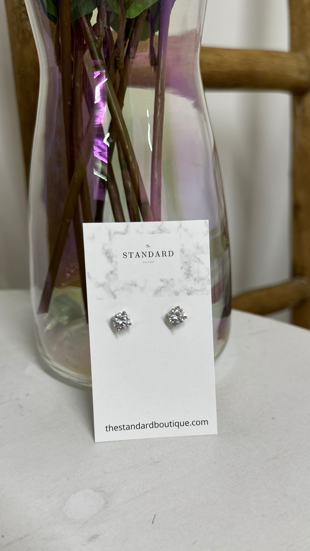 CZ Studs 8mm- Silver