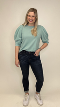 Load image into Gallery viewer, Mint Puff Sleeve Top- FINAL SALE

