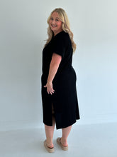 Load image into Gallery viewer, Curvy Ribbed Black Dress
